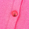 Bright Pink Distressed Hem Short Sleeve Knitted Button Front Sweater for Women - Image 14