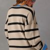 Women's Relaxed Fit White Colorblock Drop Shoulder Button Cardigan - Image 2