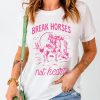 Women's White Western BREAK HORSES Cowboy Graphic Crewneck T-Shirt - Image 6