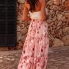 Women's Pink Abstract Watercolor Tie Dye Tiered Maxi Skirt - High Waist Bohemian Style - Image 2