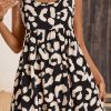 Chic Black Leopard Print U Neck Sleeveless High Waist Mini Dress - Image 6