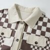 Women's Brown Checkered Print Corduroy Shacket - Image 11