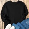 Women's Black Solid Pullover Sweatshirt with O Neck and High Low Hem - Image 6