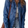 Women's Sky Blue Flap Pocket Button Up Denim Shacket - Stylish Casual Outerwear - Image 6