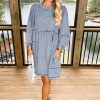 Women's Beau Blue High Waist Loose Fit Denim Mini Dress - Image 6