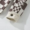 Women's Brown Checkered Print Corduroy Shacket - Image 14