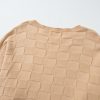 Plus Size Women's Light French Beige Textured Knit Solid Checkered Sweater - Image 15