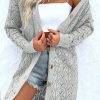 Women's Gray Long Sleeve Cardigan with Hollow Out Buttons Front - Image 5