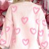 Women's Pink Heart Shape Bubble Sleeve Baggy Sweater - Cozy Casual Fashion - Image 3