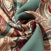 Women's Apricot Paisley Printed Off Shoulder Blouse with Ruffled Draped Sleeves - Image 16