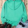 Women's Oversized Aruba Blue Hoodie with Kangaroo Pocket and Half Zipper - Image 9