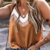 Women's Khaki Chevron Color Block Spaghetti Straps Tank Top - Stylish and Breathable for Summer - Image 6