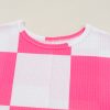 Women's Plus Size White Textured Checkerboard Round Neck T-Shirt - Casual Summer Style - Image 8