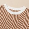 Women's Coffee Contrast Edge Crew Neck Drop Shoulder Sweater - Stylish Casual Wear - Image 19