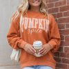 Women's Orange PUMPKIN Spice Corded Crewneck Sweatshirt - Image 3
