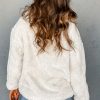 Women's Warm Beige Faux Fur Lapel Collar Jacket with Pockets - Image 2