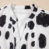 Plus Size Women's White Polka Dot Print Ruffled Sleeve Midi Dress with Pockets - Image 15