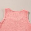 Women's Fuchsia Solid Color Textured U Neck Slim Tank Top for Daily Wear - Image 14