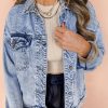 Women's Beau Blue Vintage Washed Denim Jacket with Flap Pockets - Image 6