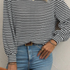 Women's Black Stripe Long Sleeve Top - Casual and Trendy - Image 4