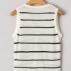 Elegant Women's Black Stripe Buttoned V Neck Slim Fit Sweater Vest - Image 9