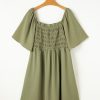 Elegant Grass Green Plus Size Frilly Square Neck Flutter Sleeve Dress - Image 6