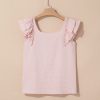 Women's Gossamer Pink Textured Blouse with Bow Knot and Frilled Butterfly Sleeves - Image 9