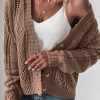 Women's Dark Khaki Open Knit Drop Shoulder Sweater Cardigan - Image 7