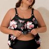 Black 2-Piece Plus Size Wide Strap Floral Tankini Set - Versatile Swimwear for Beach & Vacation - Image 4