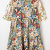 Women's Multicolour Boho Floral Print Crochet Patchwork V Neck Loose Mini Dress - Image 6