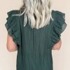 Chic Women's Skobeloff Frilled V Neck Ruffled Cap Sleeve Blouse - Image 2