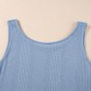 Women's Beau Blue Solid Color Ribbed Ruffle Tank Top and Pants Set - Image 13