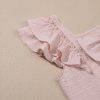 Women's Gossamer Pink Textured Blouse with Bow Knot and Frilled Butterfly Sleeves - Image 14