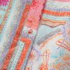 Women's Pink Patchwork Print Bubble Sleeves Belted Plus Size Dress - Image 14