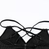 Women's Black Ribbed Dual Crisscross Straps Cut-Out Back Tankini Swim Suit - Image 17