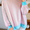 Women's Pink Stripe High-Low Pullover Tunic Sweatshirt - Image 10