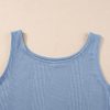 Women's Beau Blue Solid Color Ribbed Ruffle Tank Top and Pants Set - Image 12