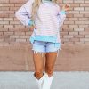 Women's Pink Stripe High-Low Pullover Tunic Sweatshirt - Image 8