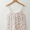 Women's White Floral Pleated Big Bow Back Spaghetti Straps Tank Top - Image 8