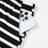 Women's Black and White Striped Short Sleeve Top and Shorts Set - Casual Summer Outfit - Image 7