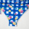 Women's Blue Gingham Halter Ruched Bodice One Piece Swimsuit with Drawstring Ties - Image 23