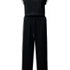 Women's Black Cable Knit Contrast Trim Short Sleeve Top and Wide Leg Pants Set - Image 6