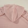 Women's Fushia Solid Color Rivet Stud Raglan Sleeve Hoodie with Pocket - Image 9