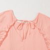 Chic Apricot Pink Plus Size Textured Wide Short Sleeve Babydoll Blouse - Image 15