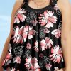 Black 2-Piece Plus Size Wide Strap Floral Tankini Set - Versatile Swimwear for Beach & Vacation - Image 10