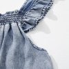 Women's Ashleigh Blue Ruffled Sleeveless Denim Tank Top with Shirred Neckline - Image 10