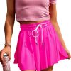 Women's Rose Red Drawstring Elastic Waist Lined Ruffle Shorts Bikini Bottom - Image 19