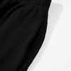 Women's Black Solid Color Textured Buttoned Shirt and Wide Leg Casual Pants Set - Image 10