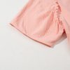 Chic Apricot Pink Plus Size Textured Wide Short Sleeve Babydoll Blouse - Image 11