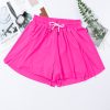 Women's Rose Red Drawstring Elastic Waist Lined Ruffle Shorts Bikini Bottom - Image 11